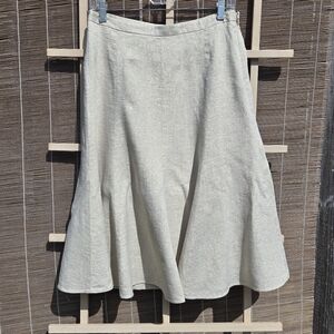 Cream W/ Gold Linen Banana Republic A Line Flounce Skirt 6